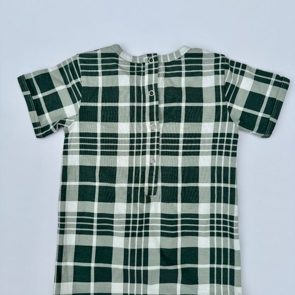 Kate Quinn NWT Footless Pajama Onesie | Green Plaid | Short Sleeve Bamboo | 2T - Picture 6 of 7